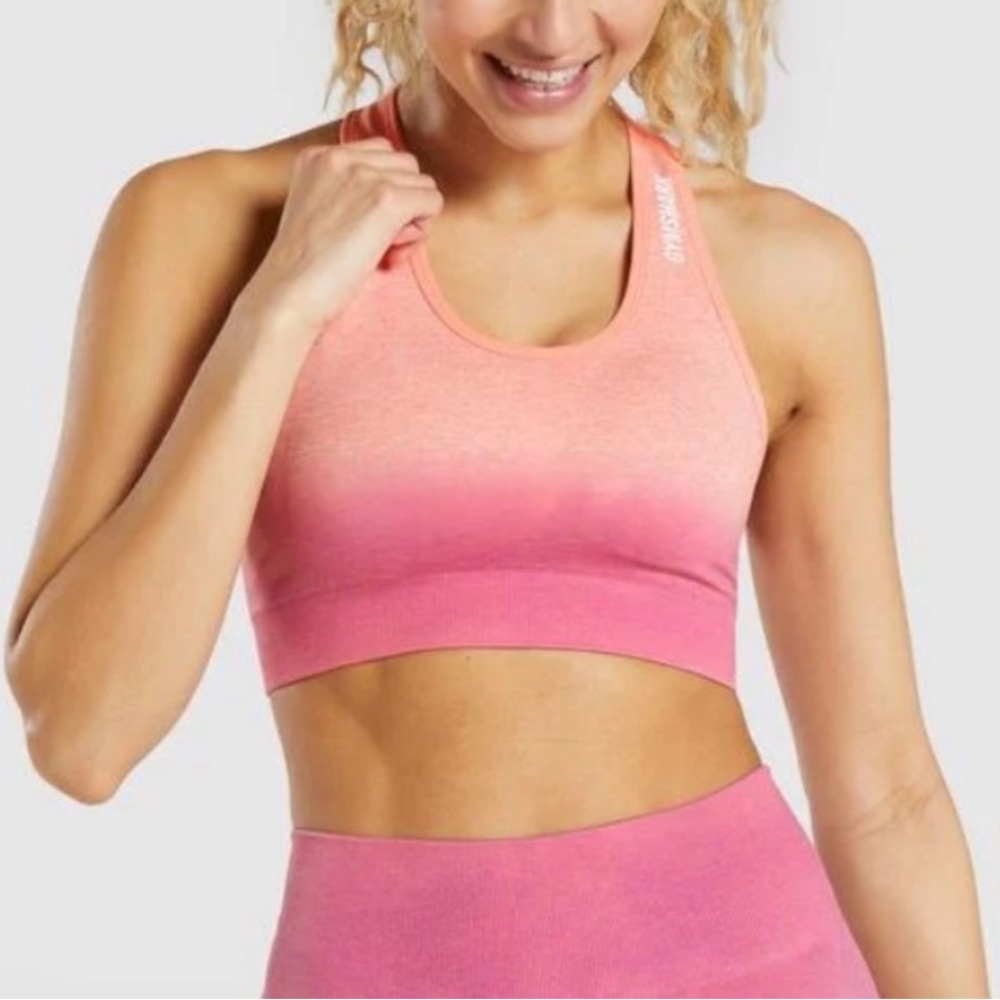 Gymshark Adapt Ombré Sports Bra Pink Orange Marl Medium New NIB